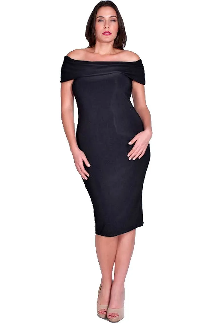 Dress Women's Plus Size Cocktail Party Off Shoulder Midi Length
