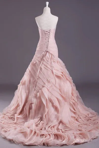 Elegant A Line Sweetheart Neck Tiered Pink Tulle Long Prom Dress Graduation Prom Dress SH2576