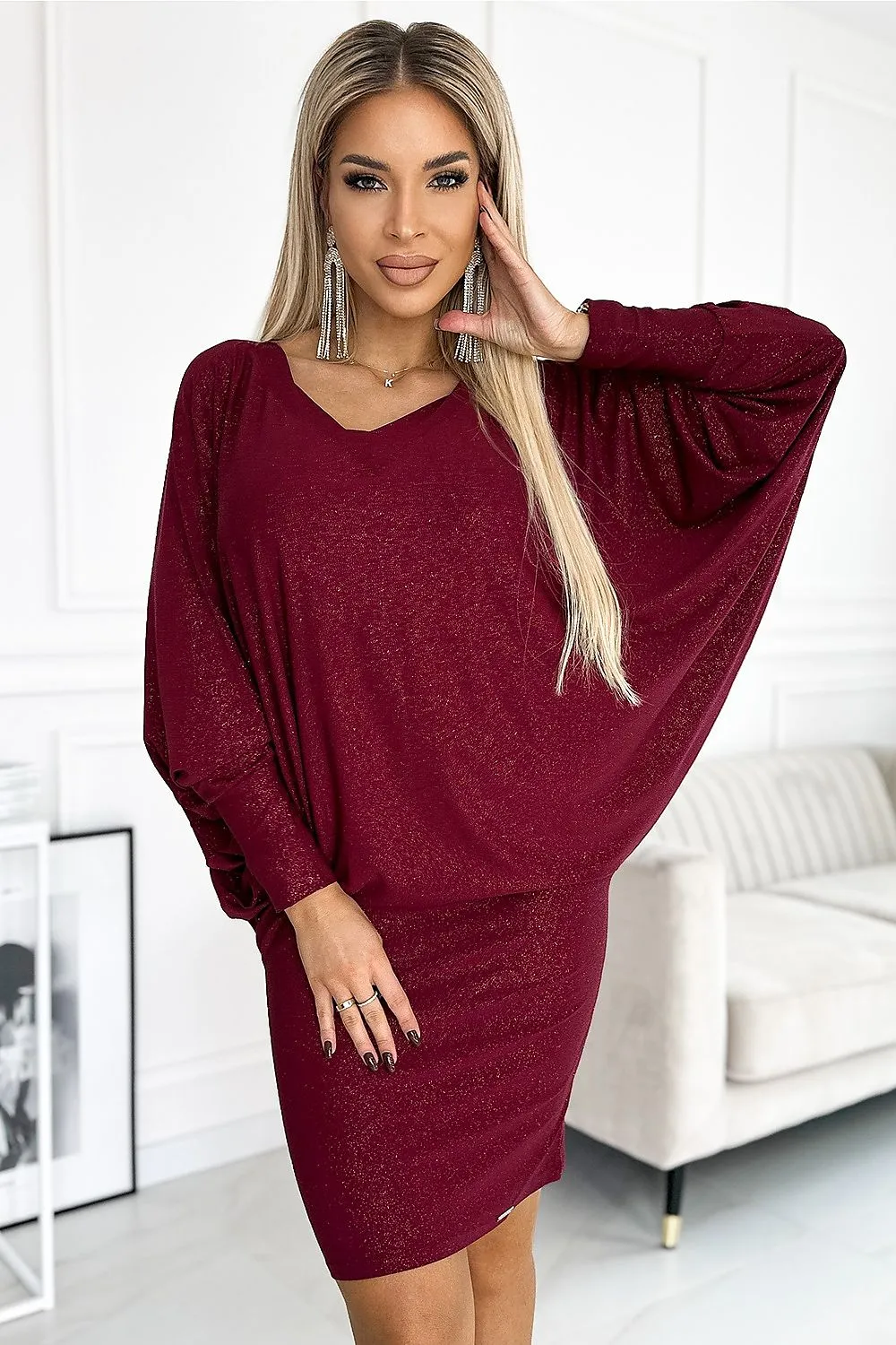 Elegant batwing short evening dress