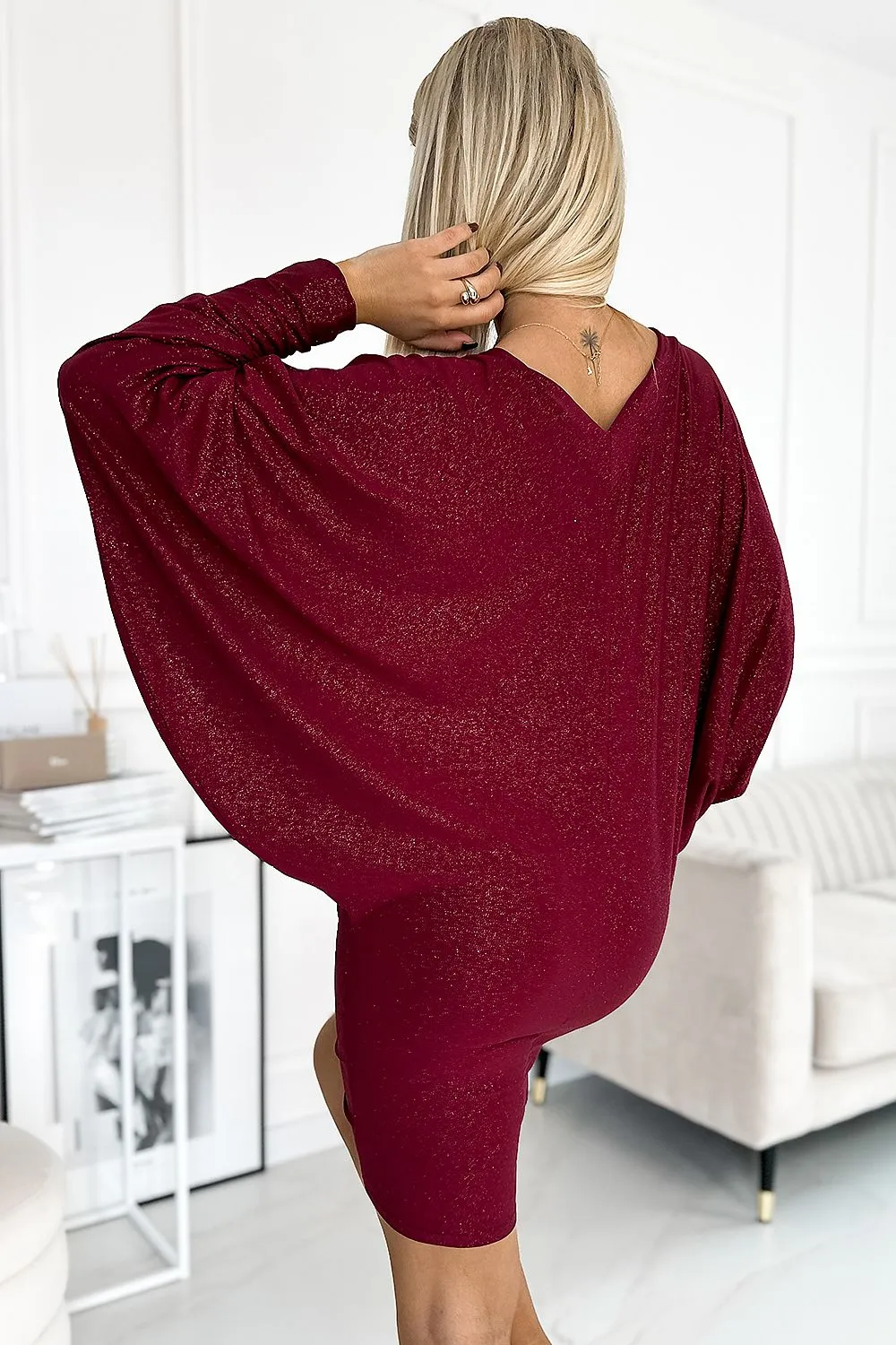 Elegant batwing short evening dress