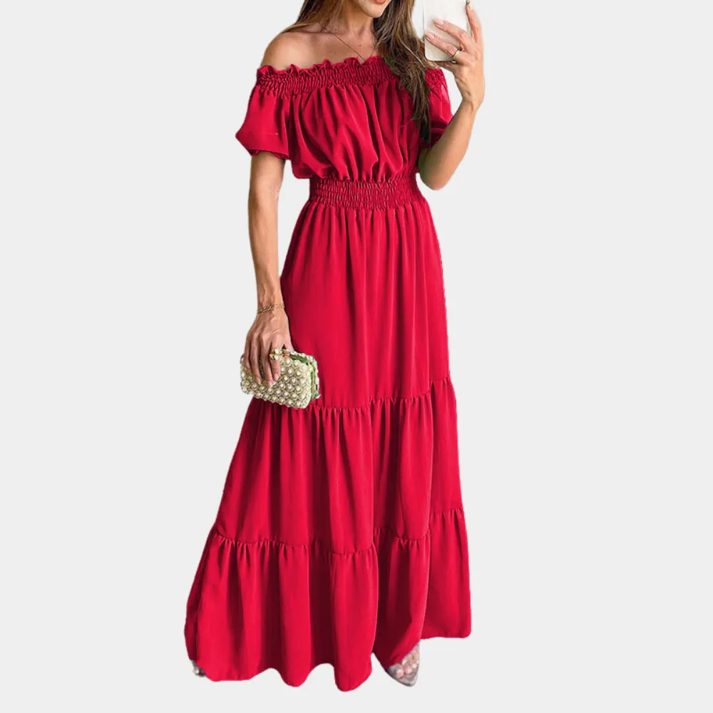 Elegant off shoulder maxi dress for ladies