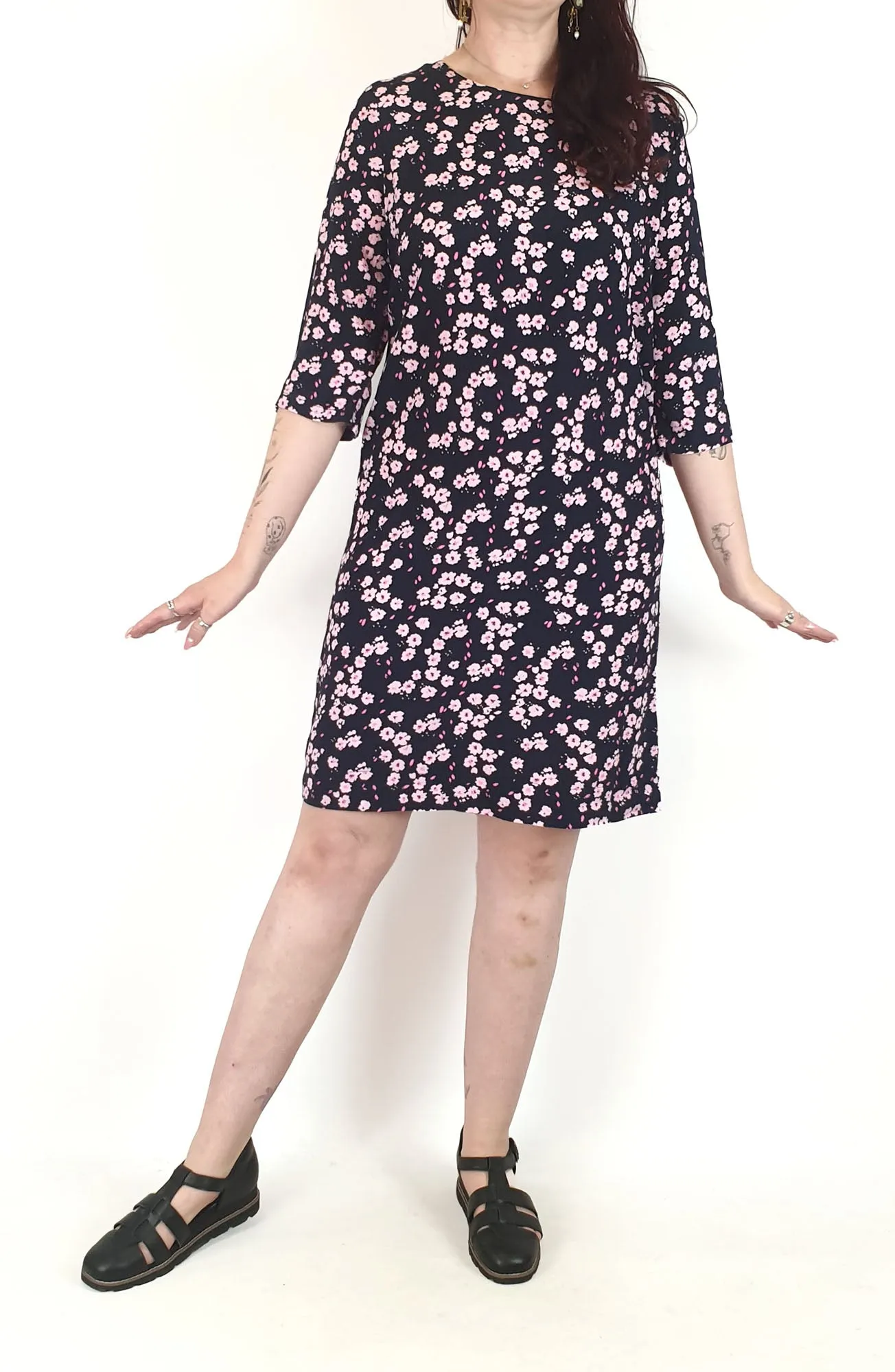 Elm navy and pink print dress size 12