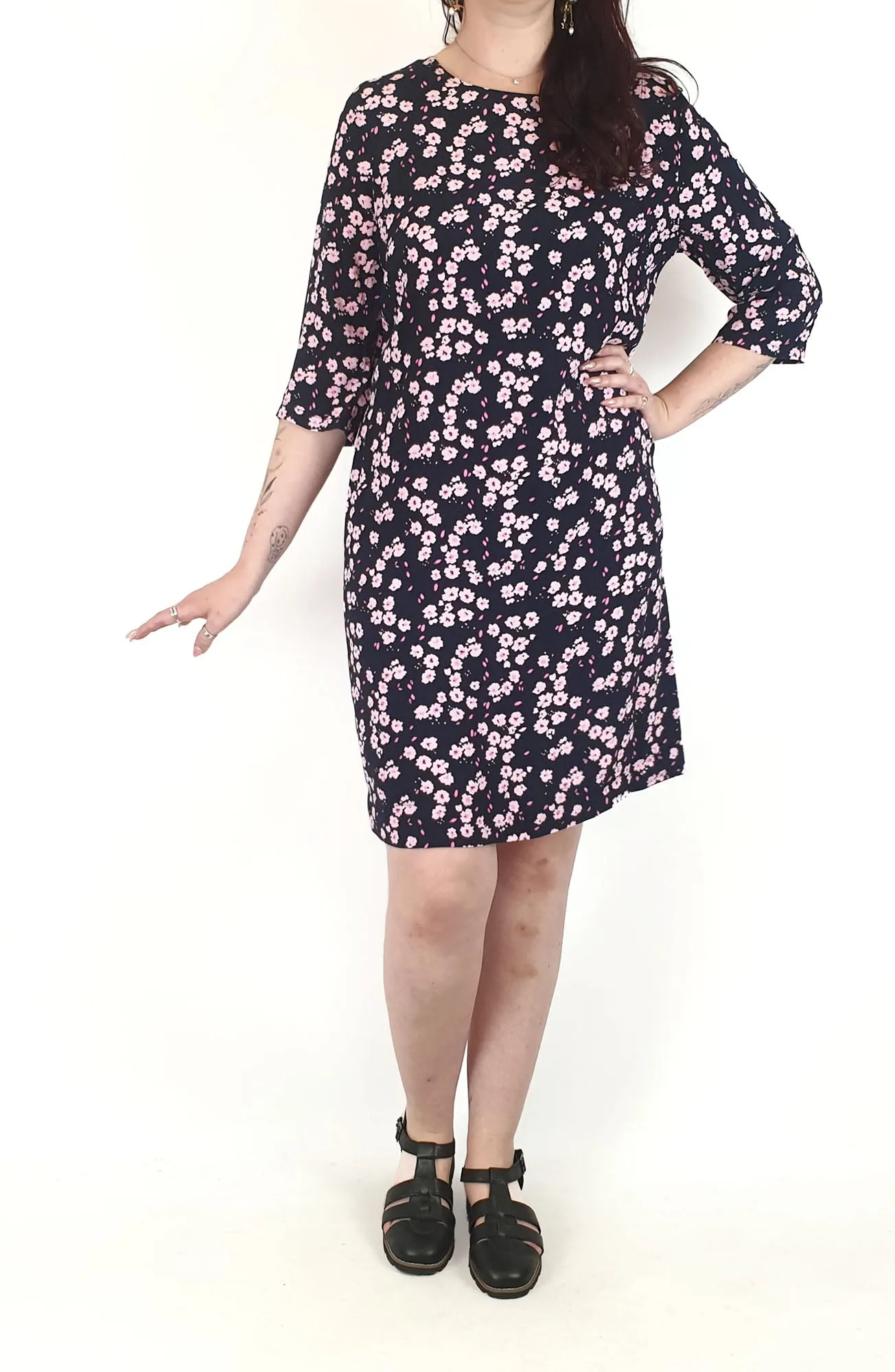 Elm navy and pink print dress size 12