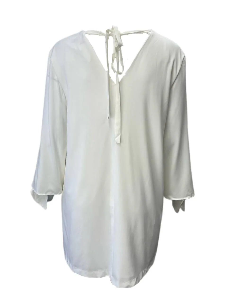ELOQUII Women's Plus White Back Tie Dress Size 16 NWT