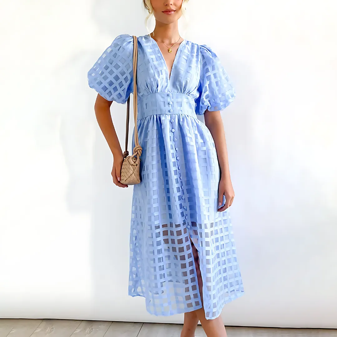 Emilia - Schwarzes Netz-Midikleid