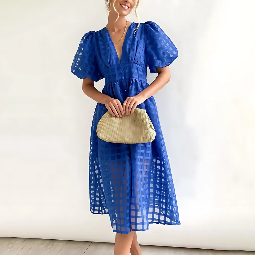 Emilia - Schwarzes Netz-Midikleid