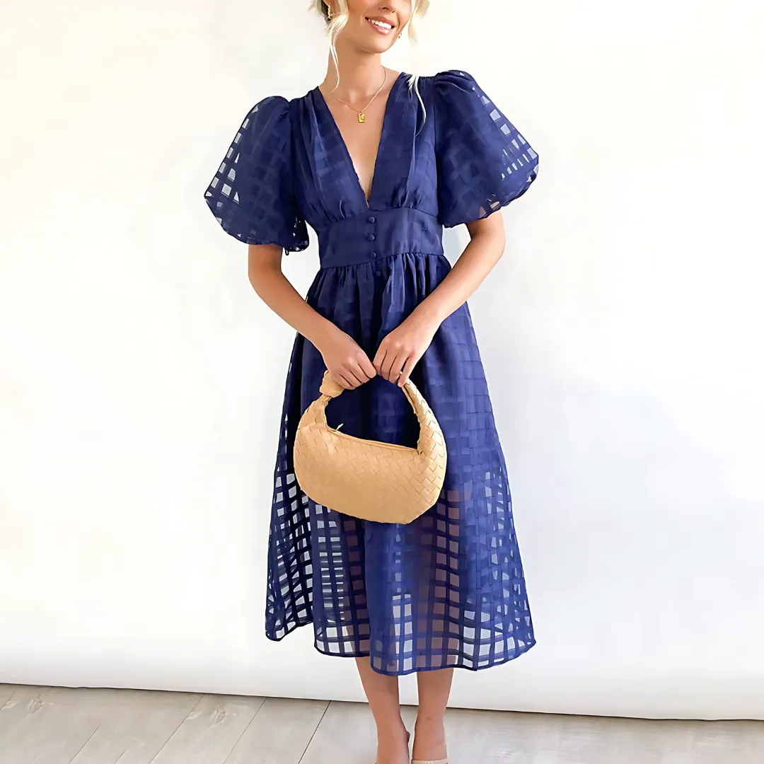 Emilia - Schwarzes Netz-Midikleid