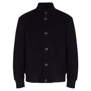 Emporio Armani - Buttoned Wool & Cashmere Blend Jacket in Navy