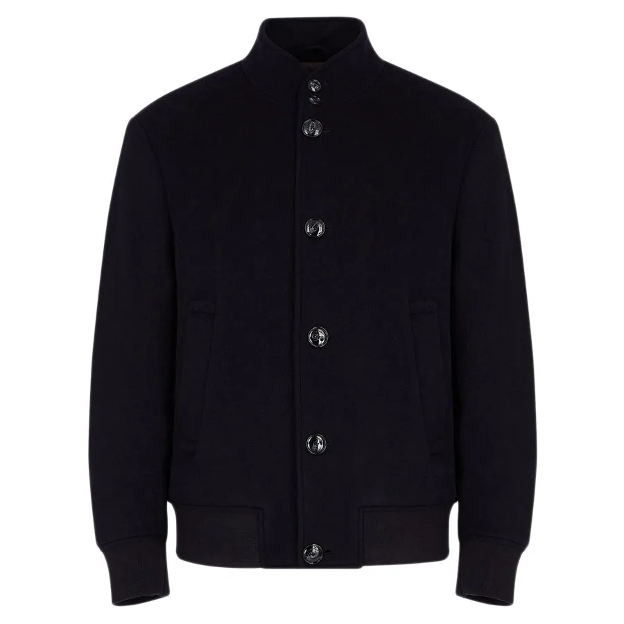 Emporio Armani - Buttoned Wool & Cashmere Blend Jacket in Navy