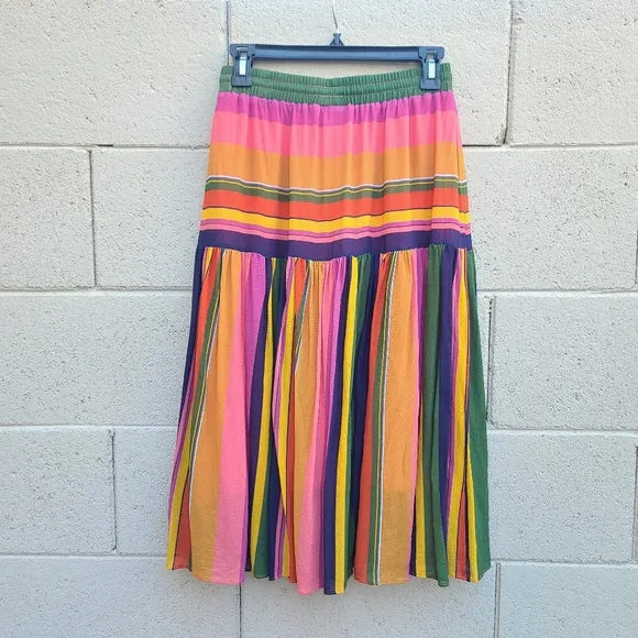 Farm Rio | Colorful Mixed Stripes Skirt Size XS