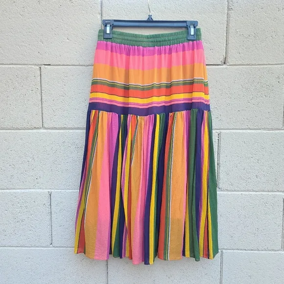 Farm Rio | Colorful Mixed Stripes Skirt Size XS