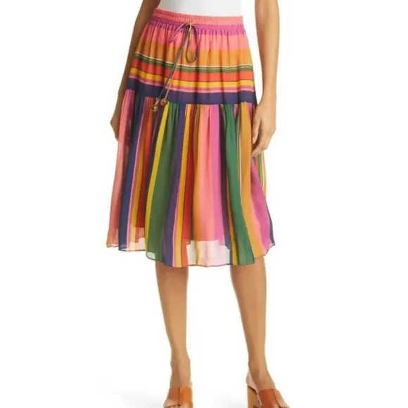 Farm Rio | Colorful Mixed Stripes Skirt Size XS