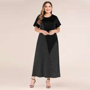 Fashion Plus Sizes Striped Long Maxi Dresses