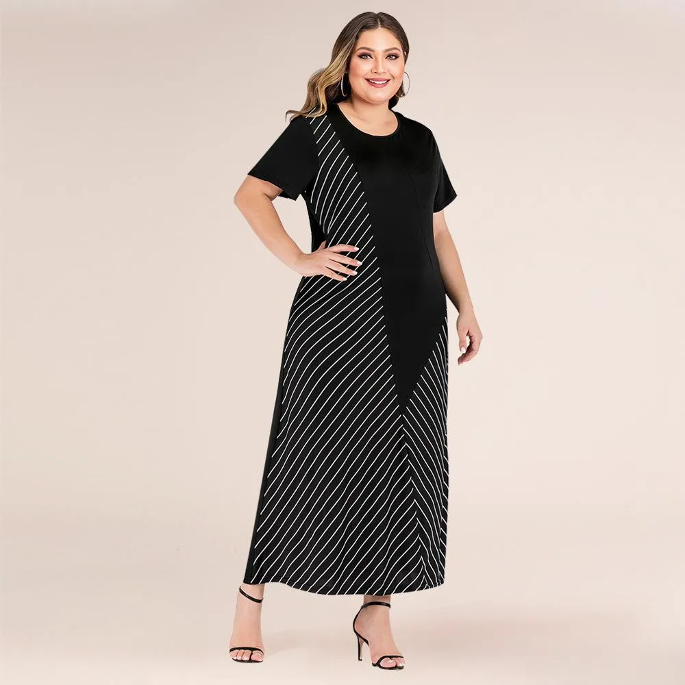 Fashion Plus Sizes Striped Long Maxi Dresses
