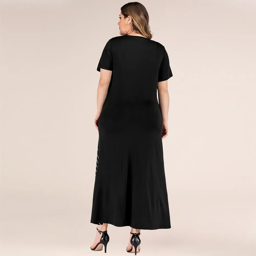 Fashion Plus Sizes Striped Long Maxi Dresses