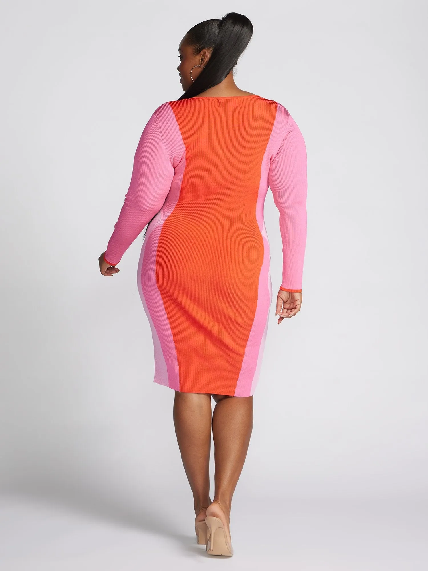Fashion To Figure - Emmesha Colorblock Ribbed Knit Sweater Dress