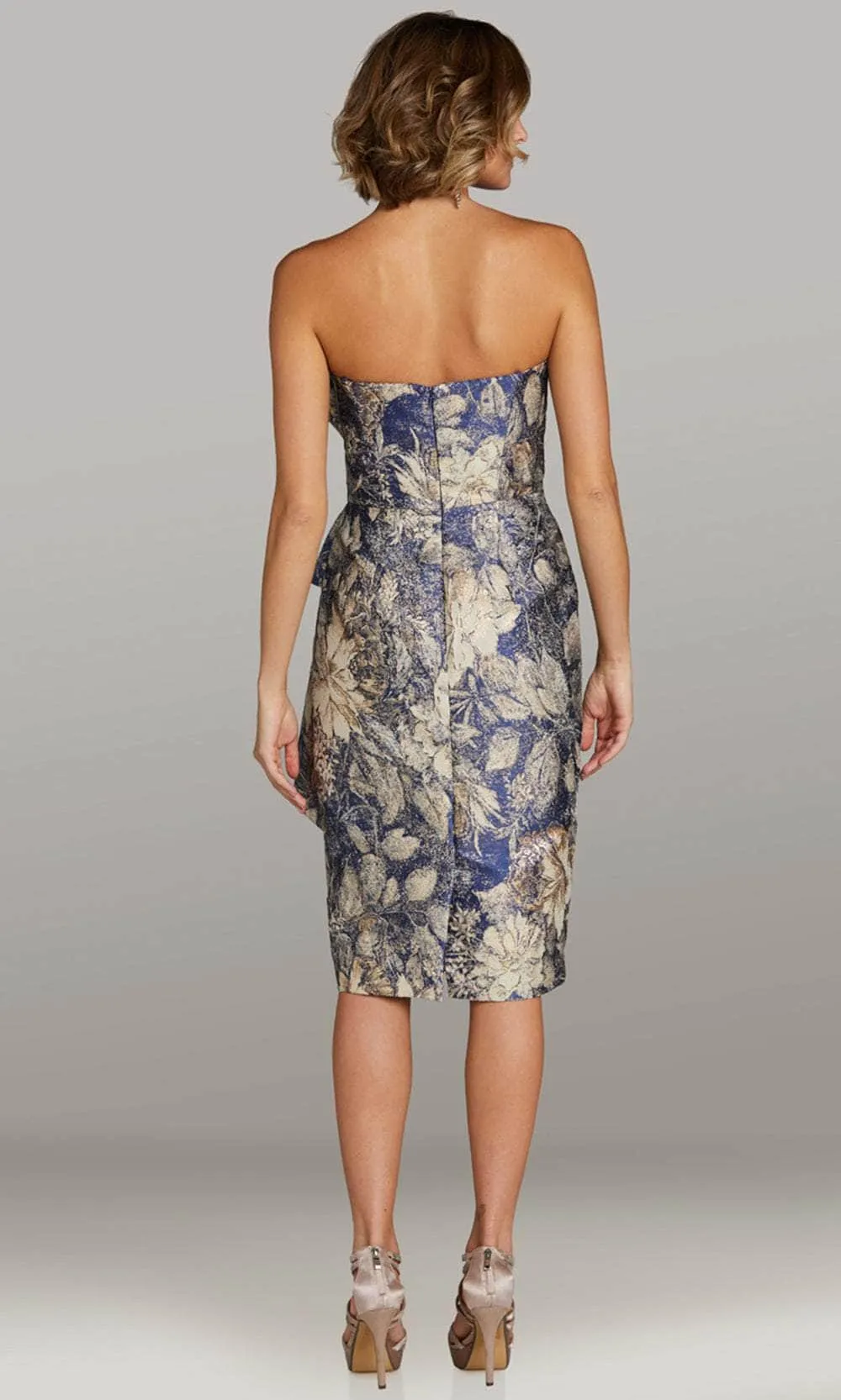 Feriani Couture 18409 - Folded Accent Straight Neckline Cocktail Dress