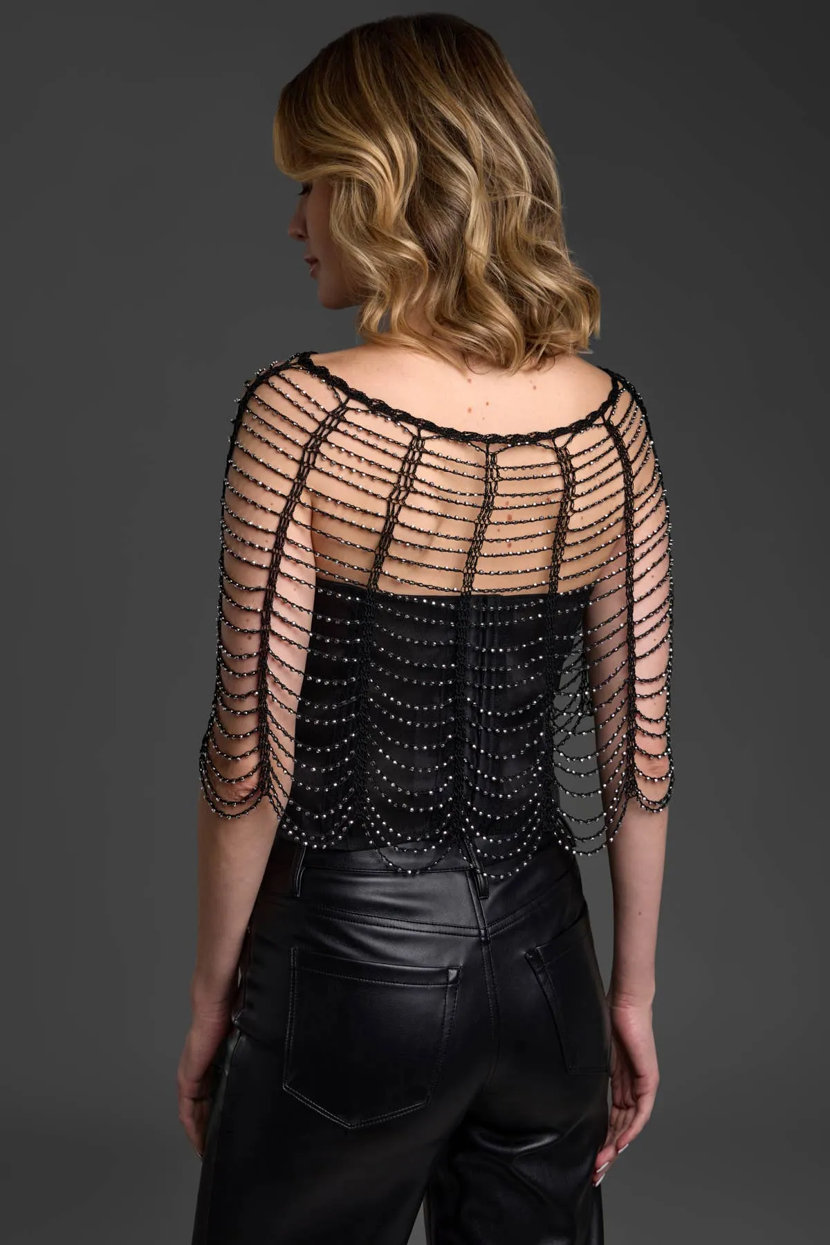 Festive Scallop Beaded Capelet: Gold