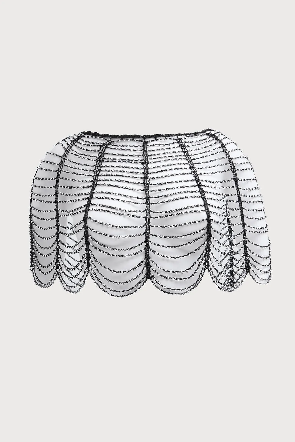 Festive Scallop Beaded Capelet: Gold