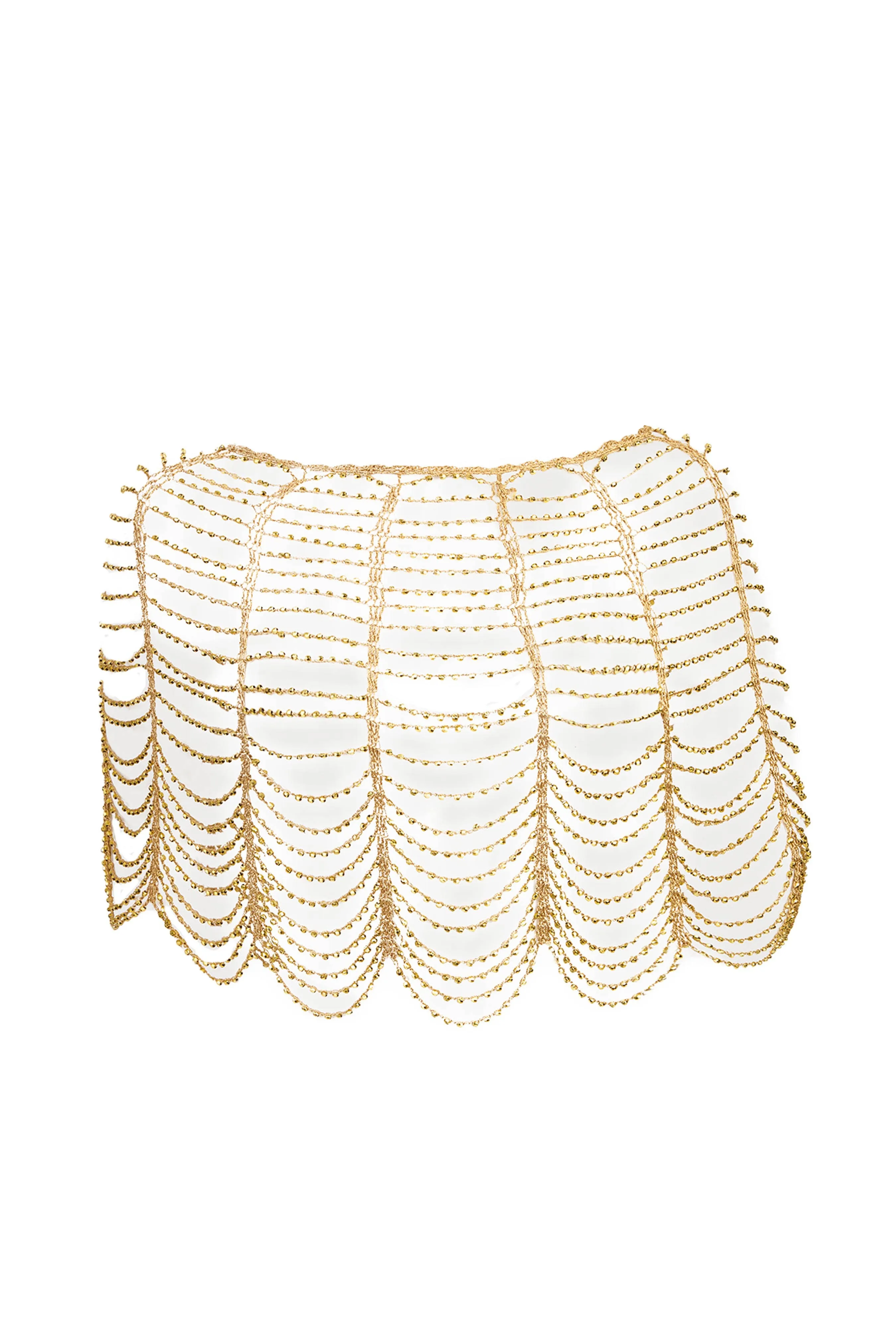 Festive Scallop Beaded Capelet: Gold