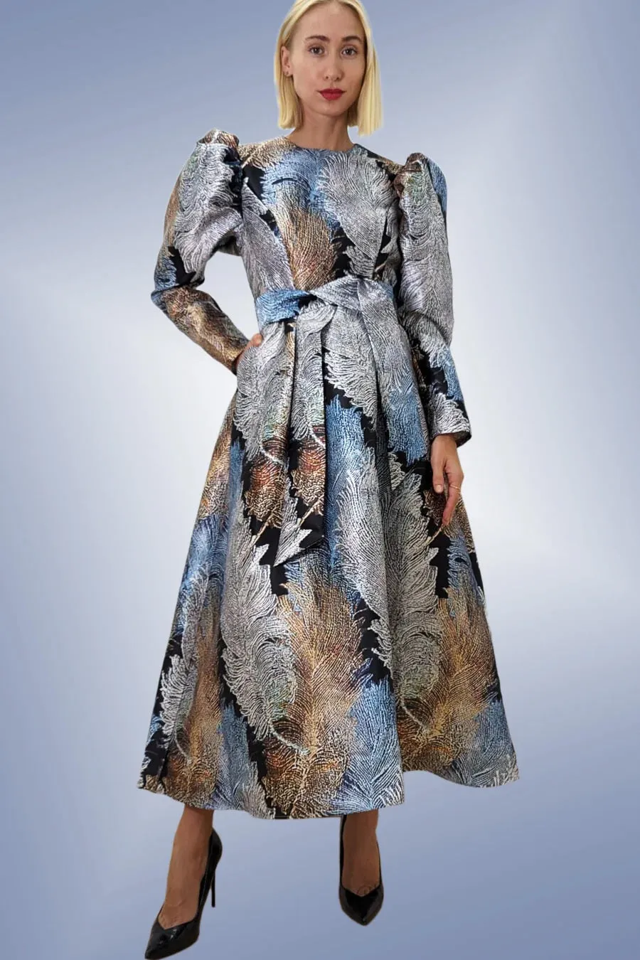 Flare Puff Sleeve Print Dress