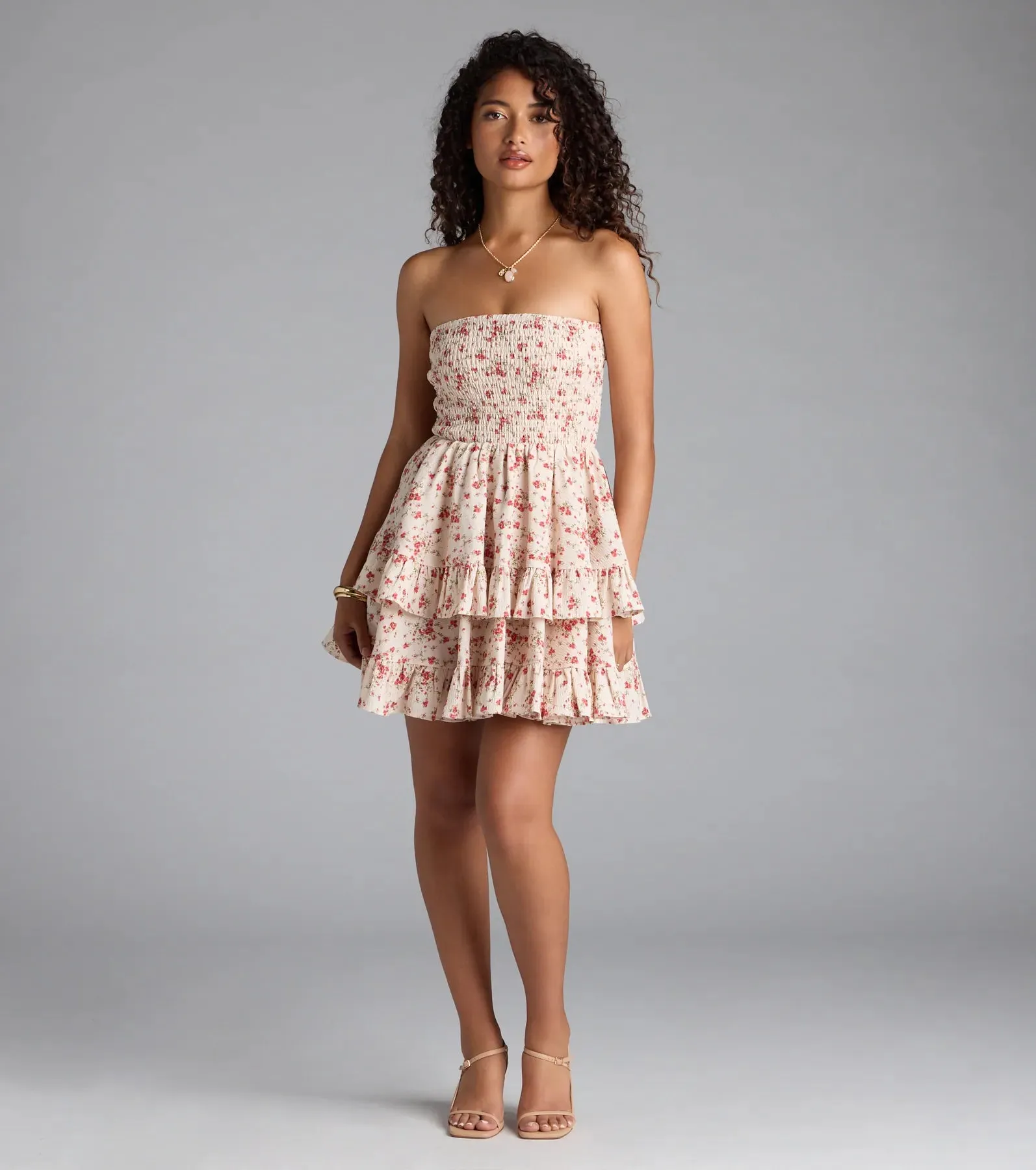 Flirty Fave Floral Ruffled Skater Dress