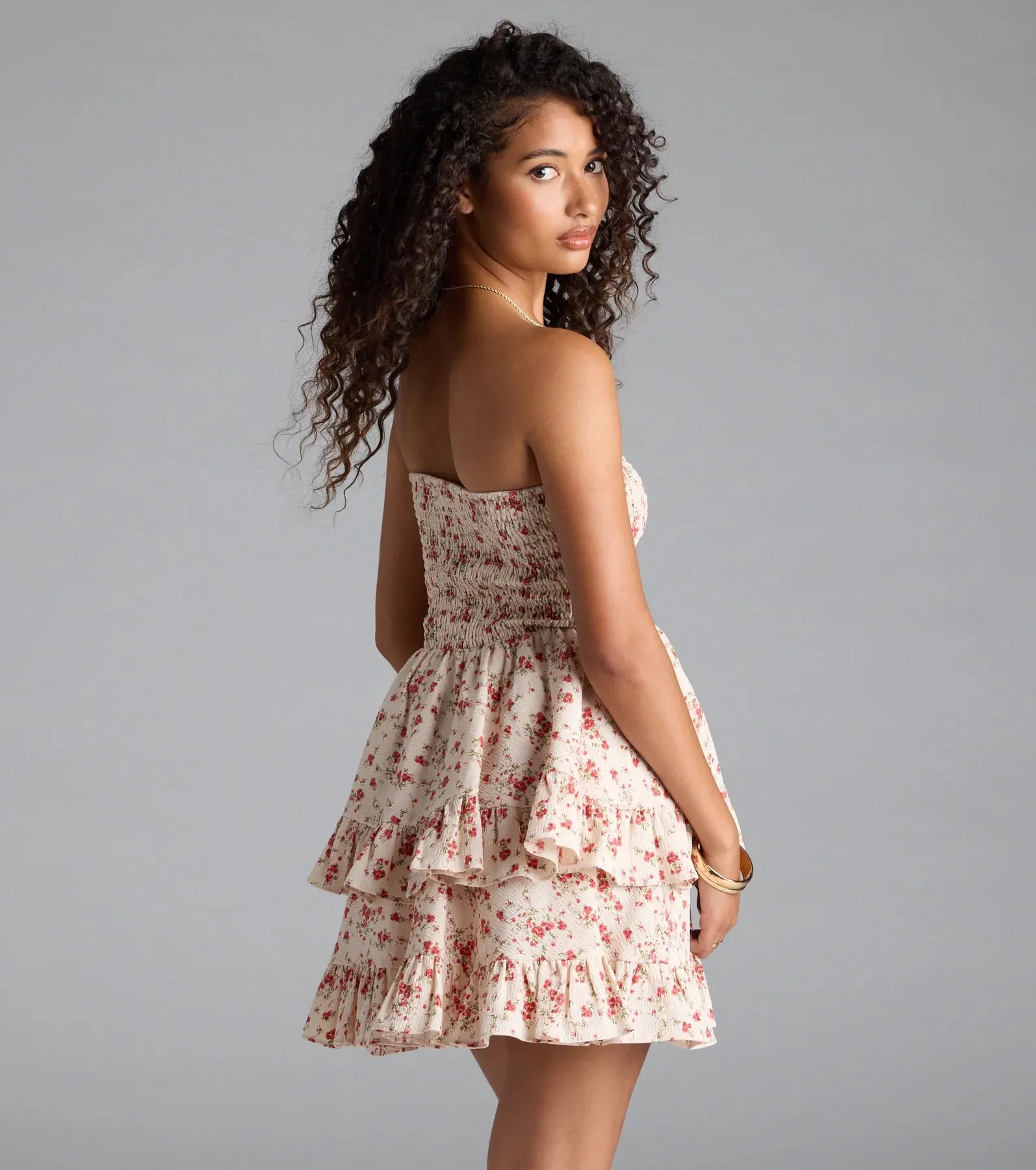 Flirty Fave Floral Ruffled Skater Dress