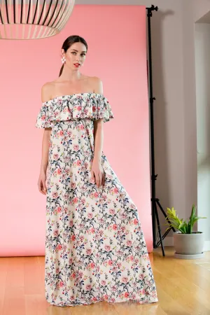 Floral Bohemian Maxi Long Summer Dress Open/Off Shoulders / Boho Wedding Bridesmaids Dress / Plus Size Loose Fit Maternity Dress Pregnancy