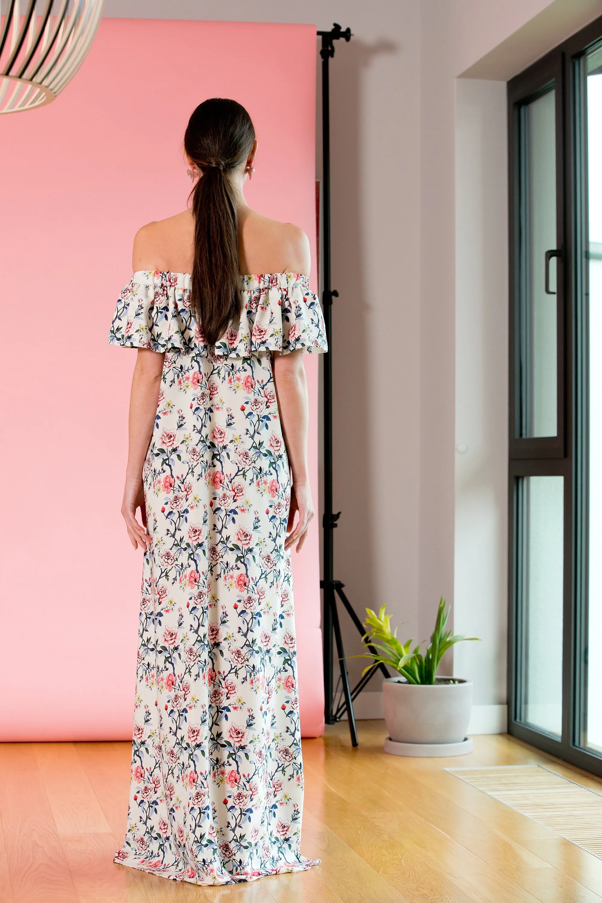 Floral Bohemian Maxi Long Summer Dress Open/Off Shoulders / Boho Wedding Bridesmaids Dress / Plus Size Loose Fit Maternity Dress Pregnancy