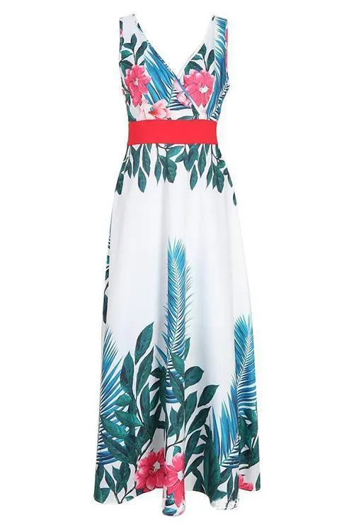 Floral Print Sleeveless Maxi Dress