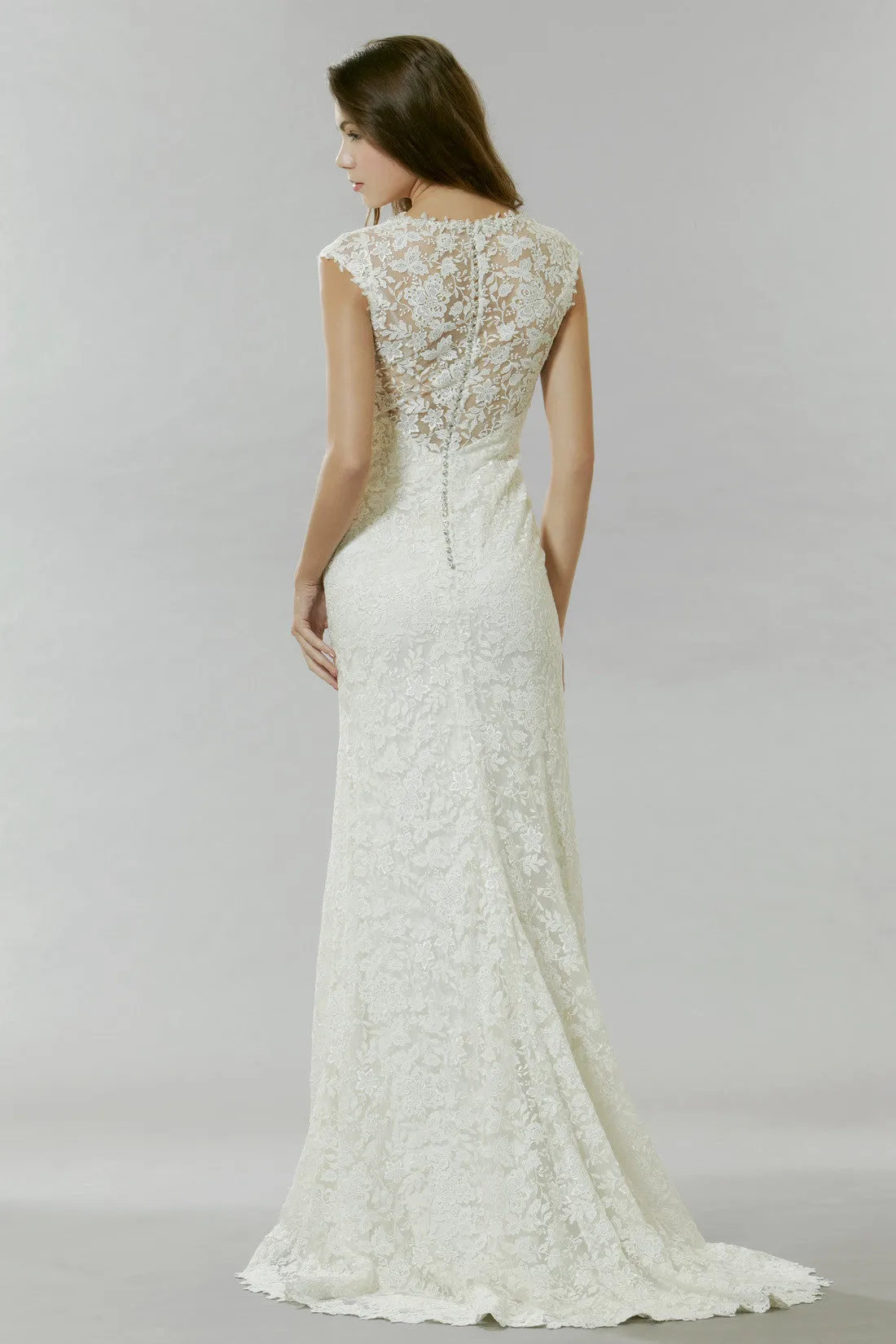 Floral Sparkly Beaded Full Boho Lace Mermaid Wedding Dress Elegant Garden Beach V-neck Cap Sleeve Bridal Gown with Illusion Back
