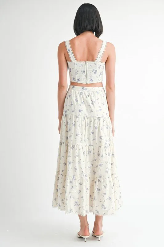 Floral Tiered Maxi Skirt
