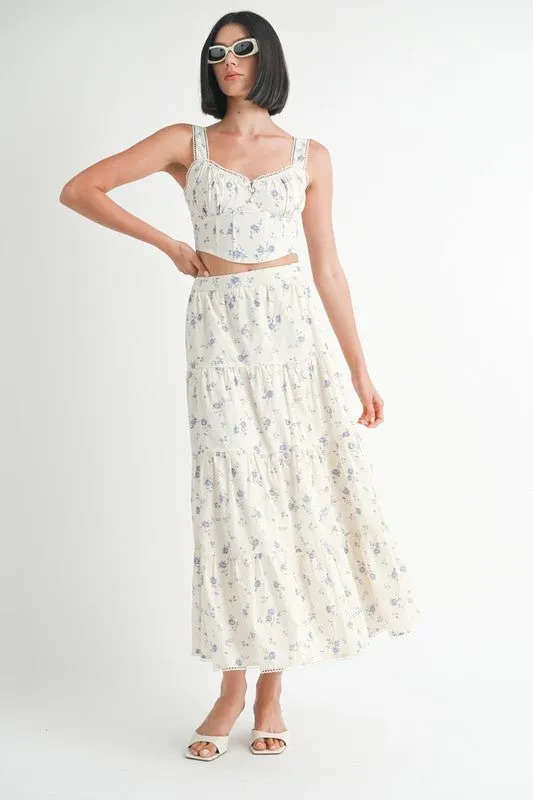 Floral Tiered Maxi Skirt