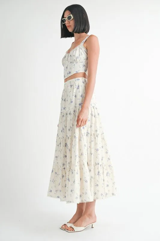 Floral Tiered Maxi Skirt