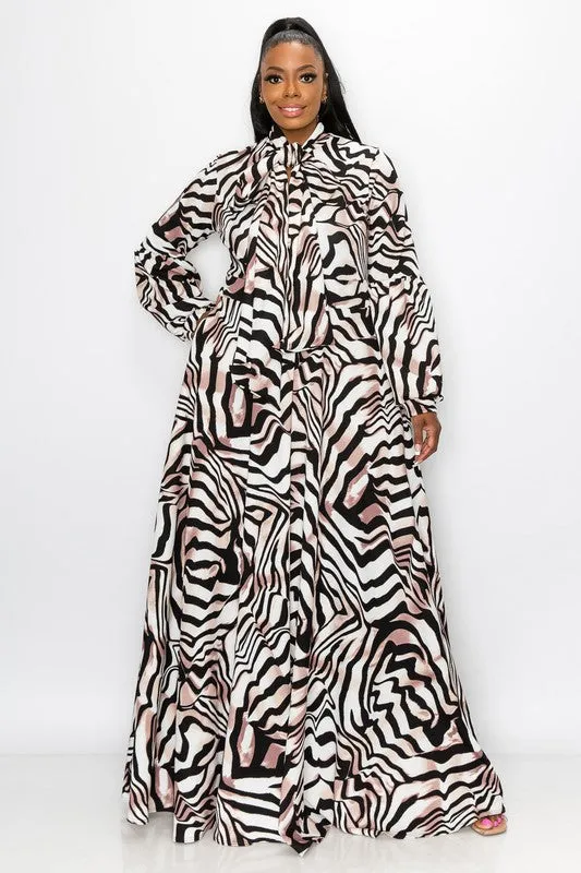 Geometric Bow Print Maxi Dress