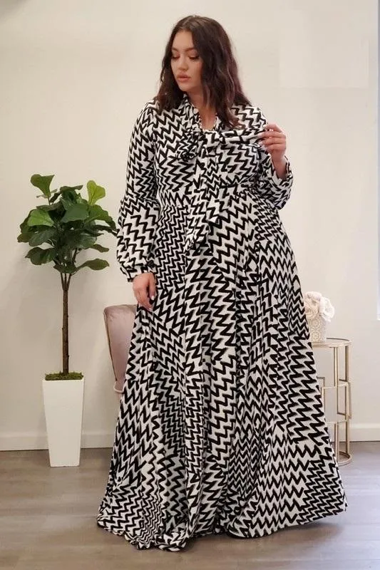 Geometric Bow Print Maxi Dress