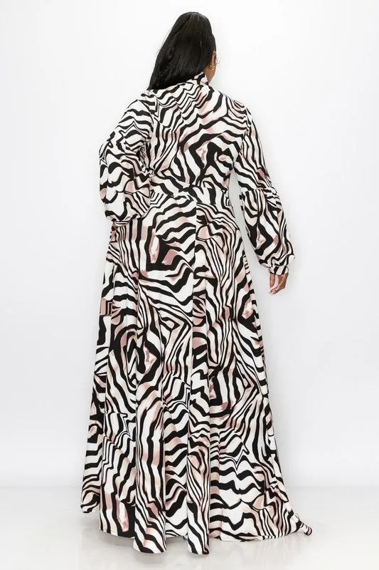 Geometric Bow Print Maxi Dress