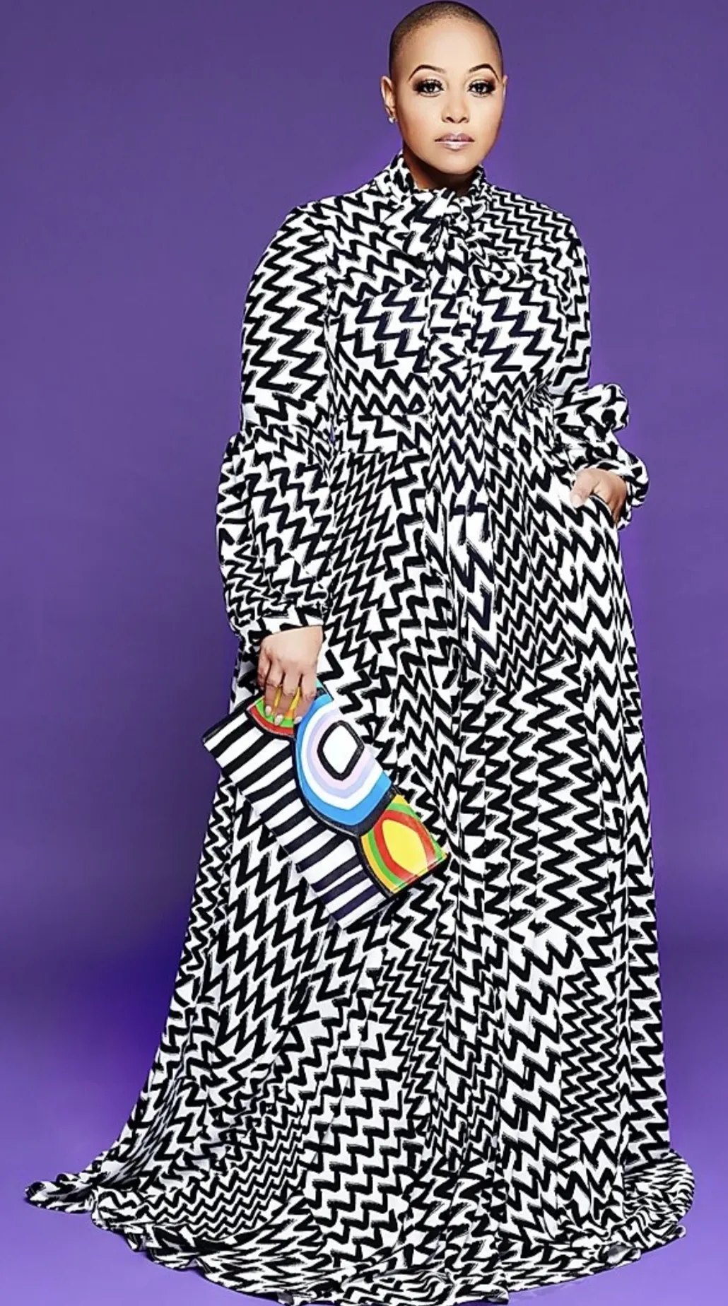Geometric Bow Print Maxi Dress