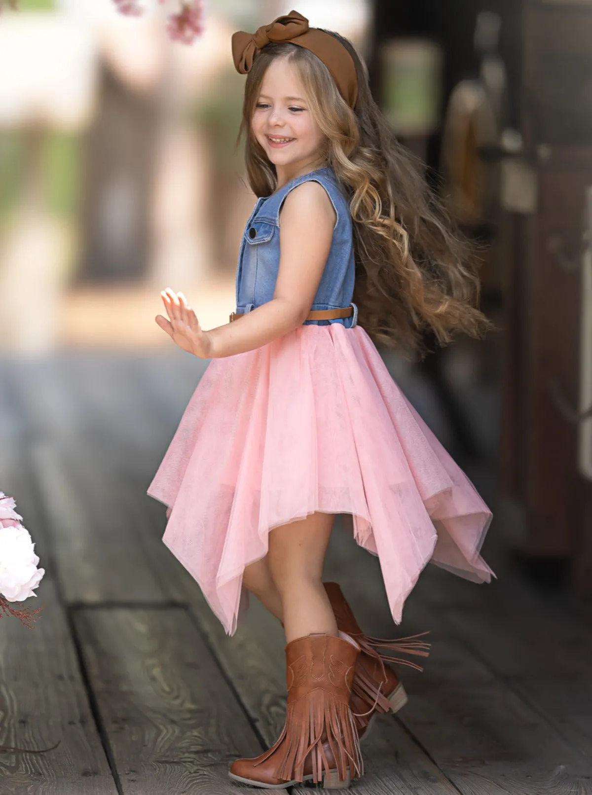 Giddy Up, Western Denim and Pink Dress