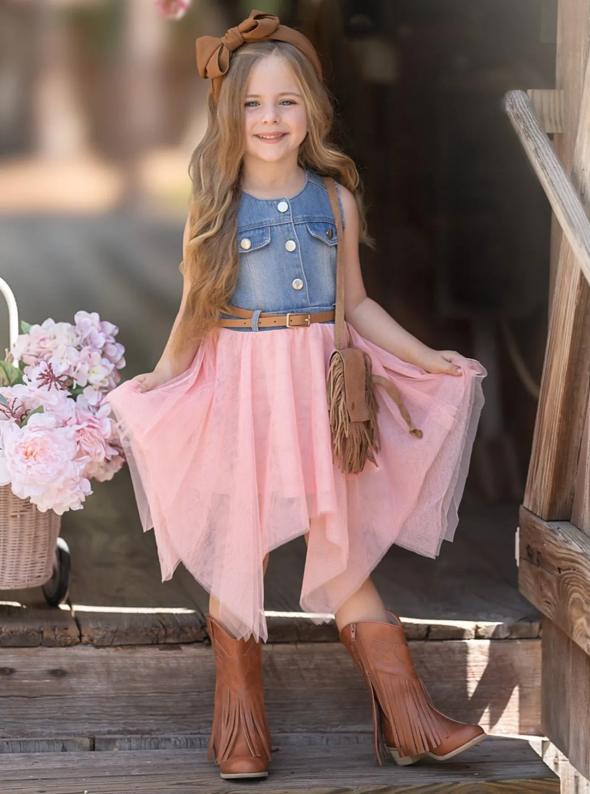 Giddy Up, Western Denim and Pink Dress