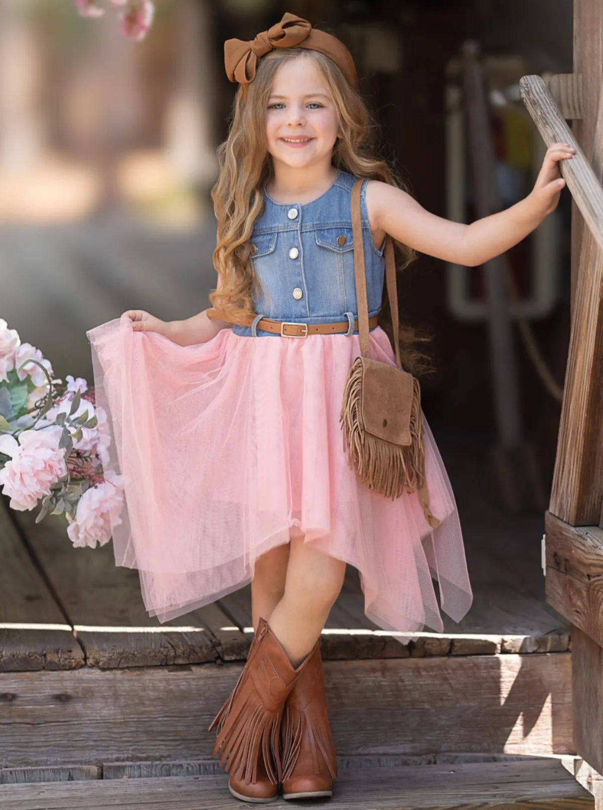 Giddy Up, Western Denim and Pink Dress