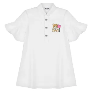 GIRL FLUTTER SS GABARDINE DRESS W HEART BUTTONS