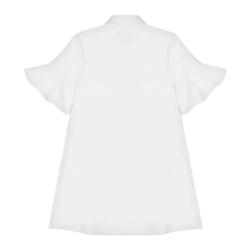 GIRL FLUTTER SS GABARDINE DRESS W HEART BUTTONS