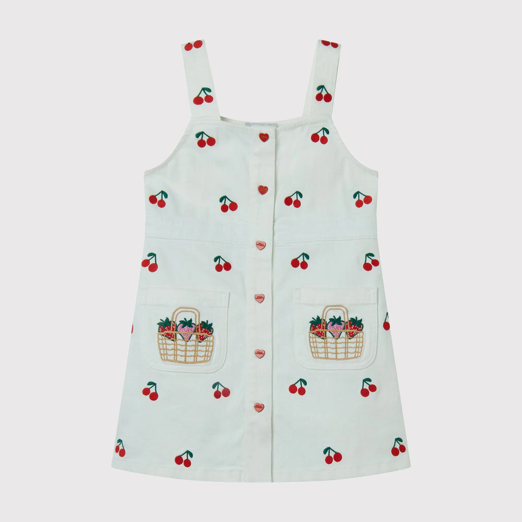 GIRL GABARDINE DRESS WITH CHERRIES EMBRO