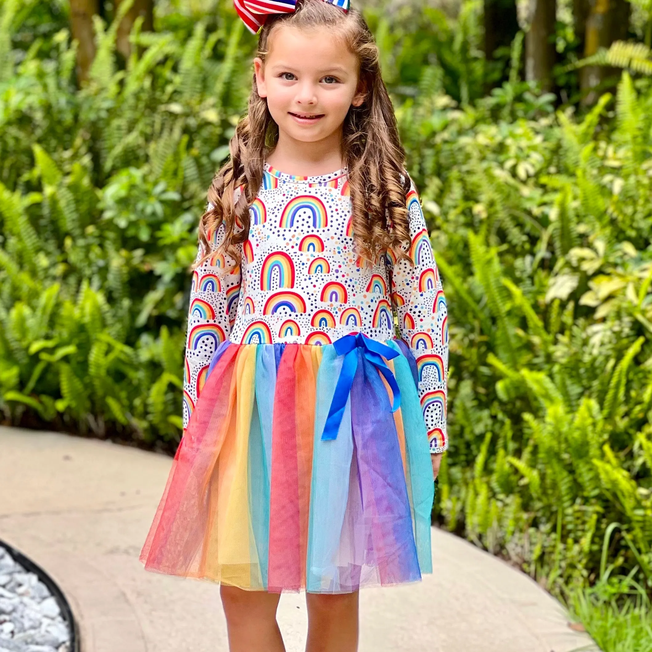 Girls Boutique Ombre Rainbow Mesh Tulle Party Dress