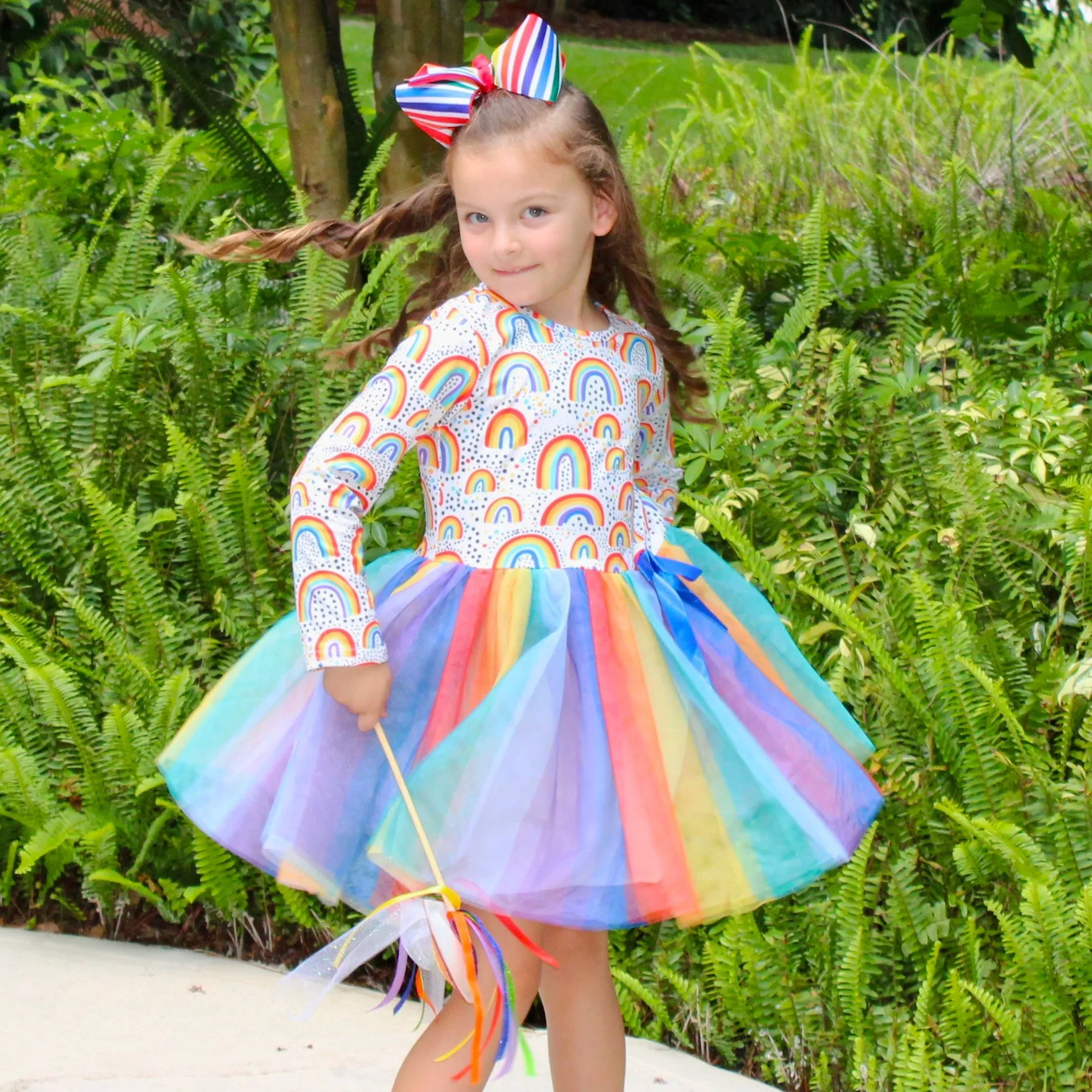 Girls Boutique Ombre Rainbow Mesh Tulle Party Dress