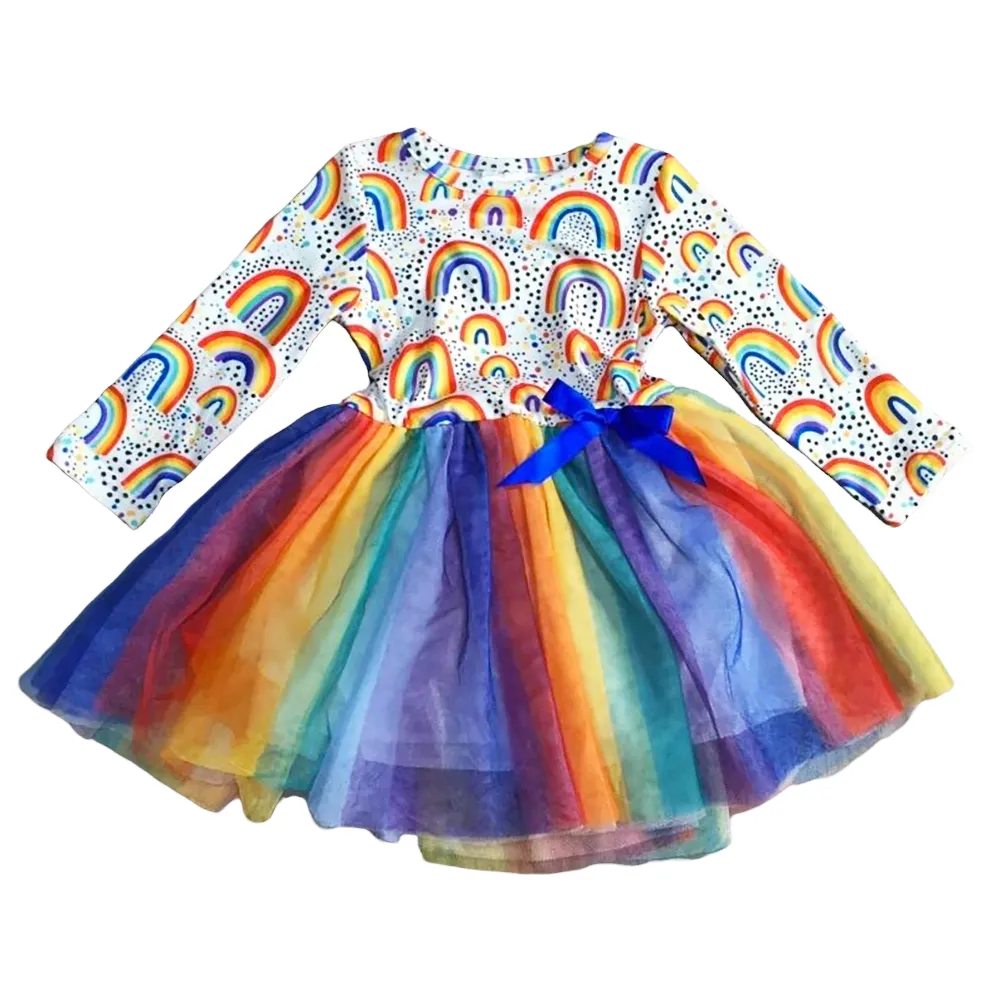 Girls Boutique Ombre Rainbow Mesh Tulle Party Dress