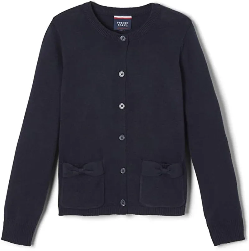 Girls Bow Pocket Cardigan {Navy}