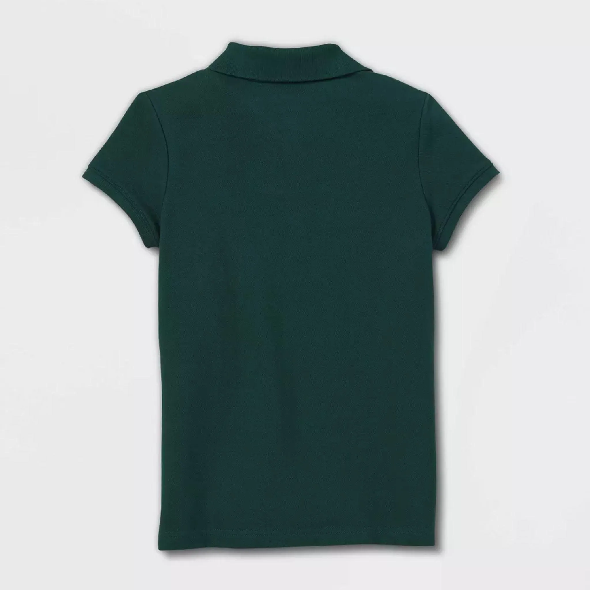 Girls' Cat & Jack Large Plus Dark Green Short Sleeve Uniform Polo Shirt