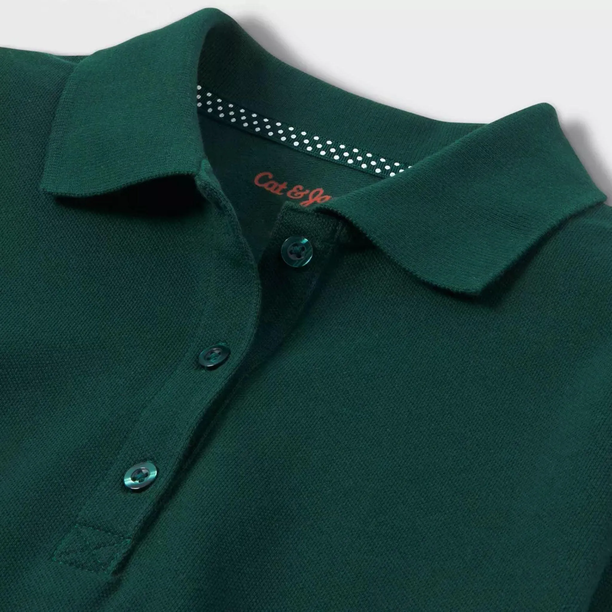 Girls' Cat & Jack Large Plus Dark Green Short Sleeve Uniform Polo Shirt